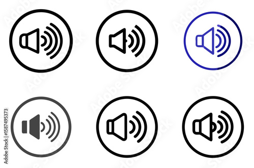 Sound Wave Circle Icon Audio Broadcast Music Stream Symbol Set

