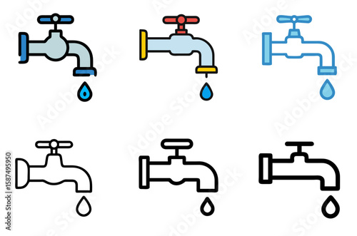 Leaking Water Tap Icon Plumbing Drip Waste Problem Pack

