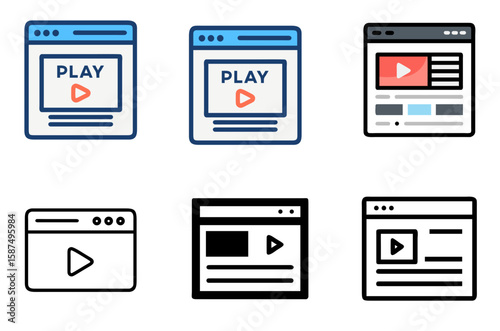 Web Browser Play Icon Online Video Media Stream Pack

