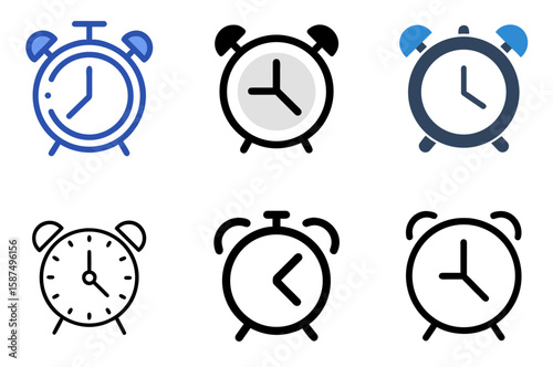 Alarm Clock Icon Time Wake Up Reminder Notify Symbol Set

