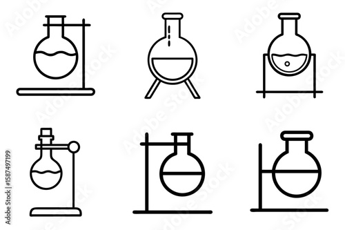 Chemical lab icon representing scientific experiments, research, and laboratory equipment
