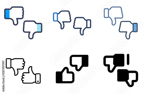 Like and dislike gesture icons for feedback, social media, voting, and approval systems