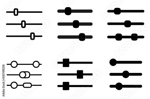 Adjustment sliders icon for sound control, user settings, and application interface