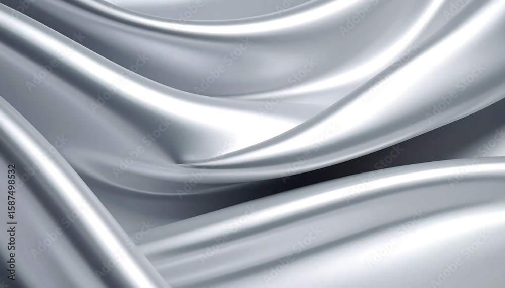 Silver-grey silk fabric with flowing lines and soft reflective light, Silver-grey silk fabric with flowing lines and soft reflective light,