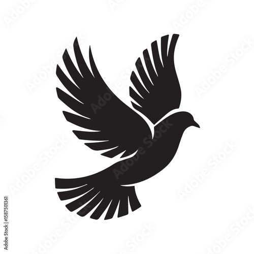 Elegant Dove Silhouette Symbol of Peace and Freedom - A graceful vector illustration of a dove in flight, representing hope, serenity, and spiritual connection.