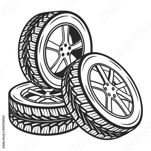 Tires Vector Racing Helmet, Flags, Car & Track AI Design