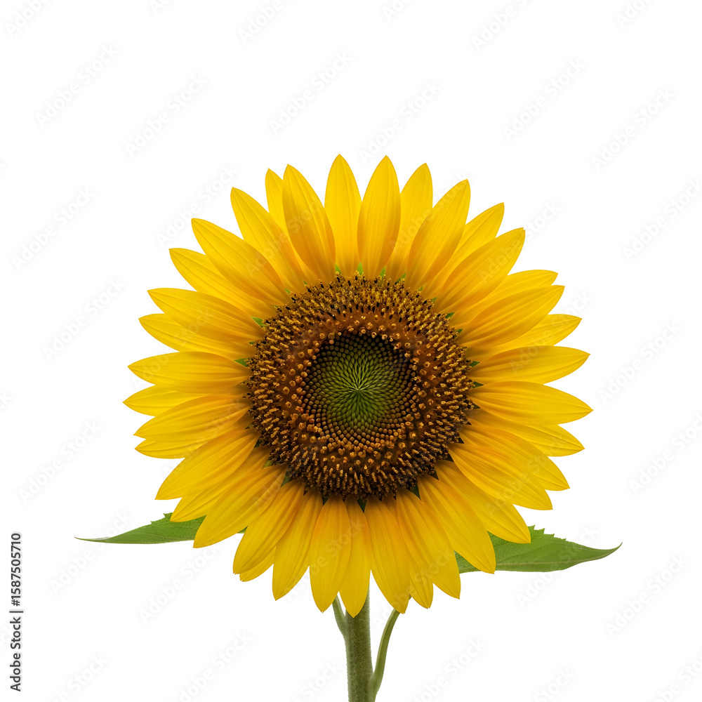 Fototapeta premium Single sunflower on contrasting black background