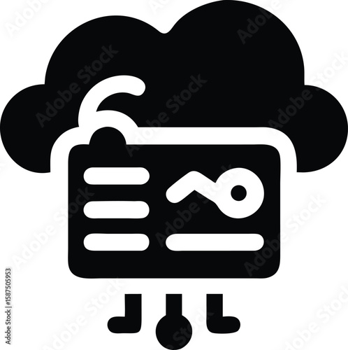Cloud data storage and online access icon