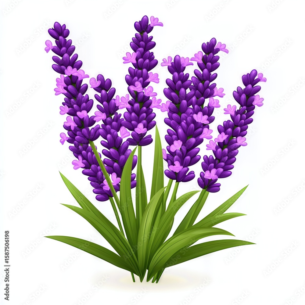 Fototapeta premium Purple Lavender Flowers on White Background