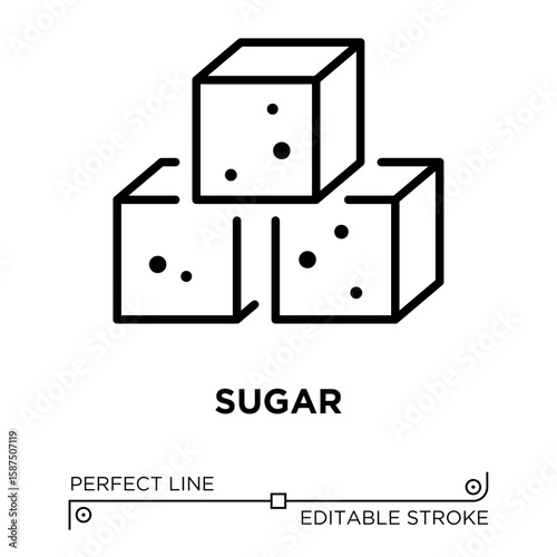 Vector line icon related to sugar. Perfect Line. Editable Stroke.