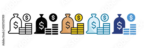 Money Bag Icon Set Multiple Style Collection
