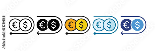 Currency Exchange Icon Set Multiple Style Collection
