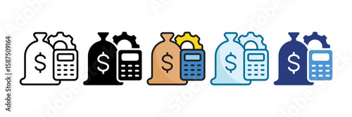 Financial Planning Icon Set Multiple Style Collection