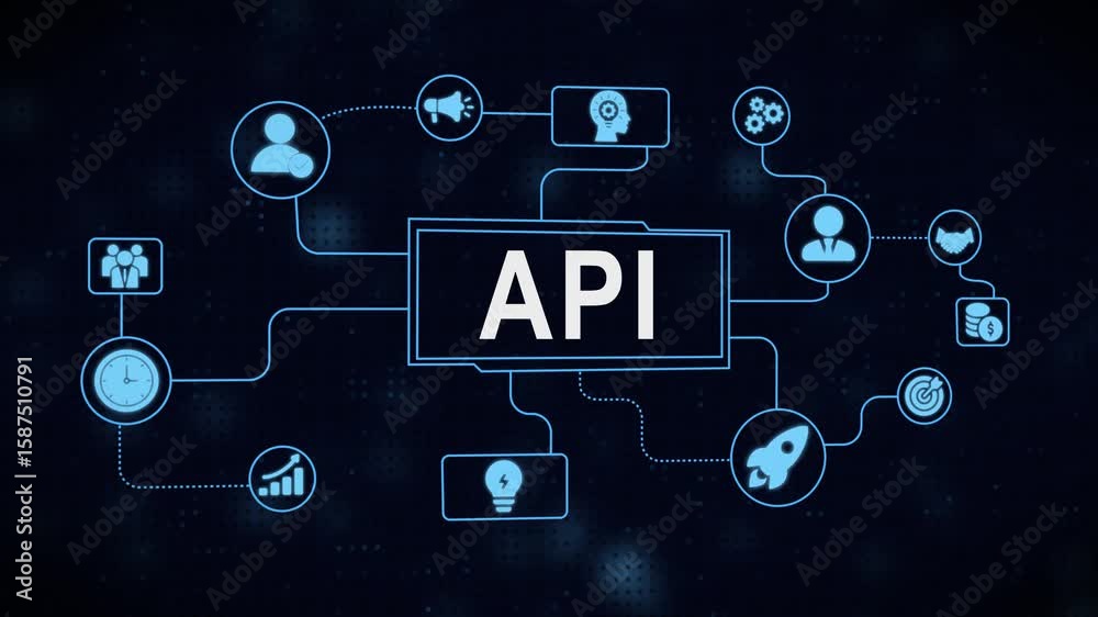 Animated network diagram illustrating the concept of api and its ...