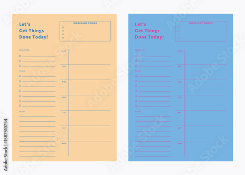 lets get things done today！planner template. (beach)
