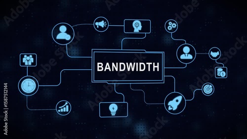 Animated bandwidth network concept illustrating connections for business and technology