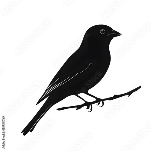 Goldfinch black silhouette isolated on a transparent background