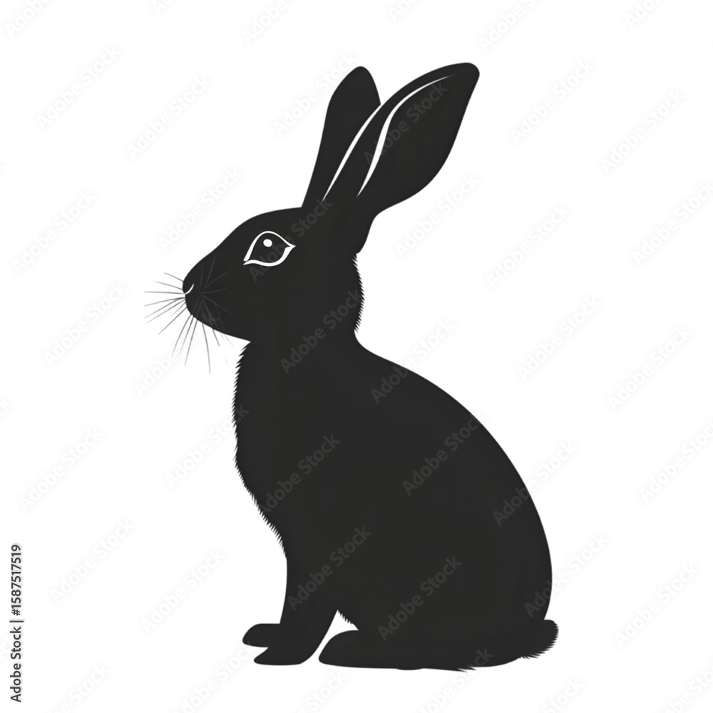 Obraz premium Hare black silhouette isolated on a transparent background