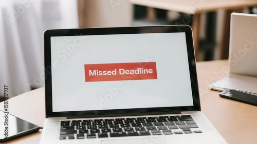 Laptop screen displaying message of missed deadline notification