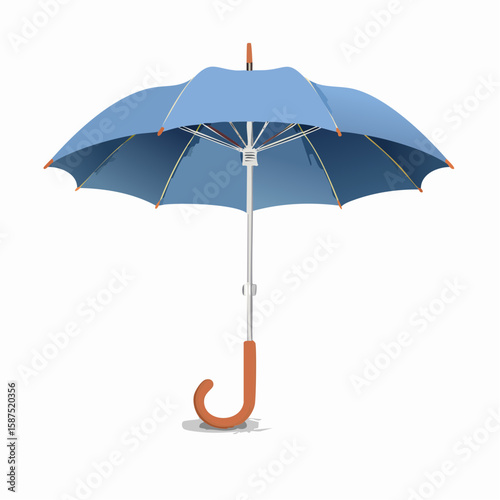 Clean vector drawing of a closed umbrella with visible ribs, curved handle, and soft fabric folds.
