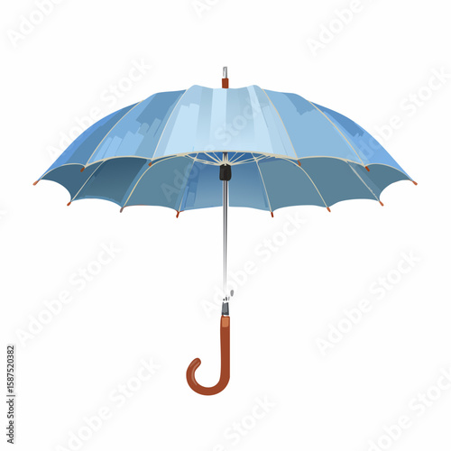 Clean vector drawing of a closed umbrella with visible ribs, curved handle, and soft fabric folds.
