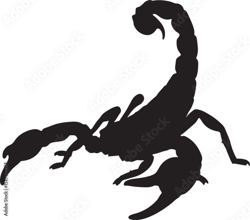 Ominous scorpion silhouette with aggressive posture, representing danger, power, and the zodiac sign Scorpio, ideal for strong, impactful, or mysterious designs