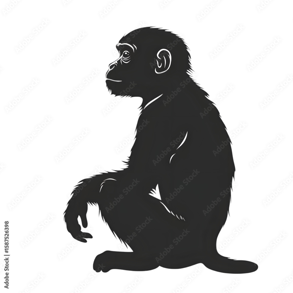 Fototapeta premium Macaque black silhouette isolated on a transparent background