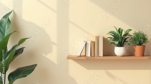 Minimal Shelf Decor with Indoor Plants and Books