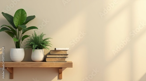 Minimal Shelf Decor with Indoor Plants and Books