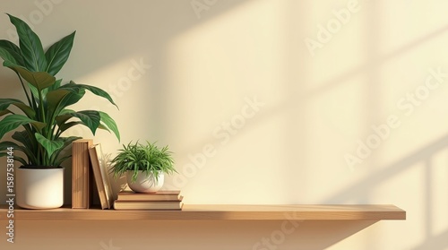Minimal Shelf Decor with Indoor Plants and Books