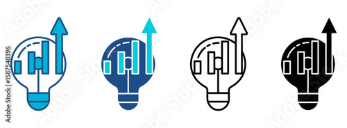 Idea Icon Set With Multiple Styles. Vector Illustration