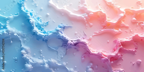 Pastel watercolor illustration on white paper textures, hand painted watercolor background. Pink blue Splash of Refreshment. Texture paper of colorful watercolor background with element for design.