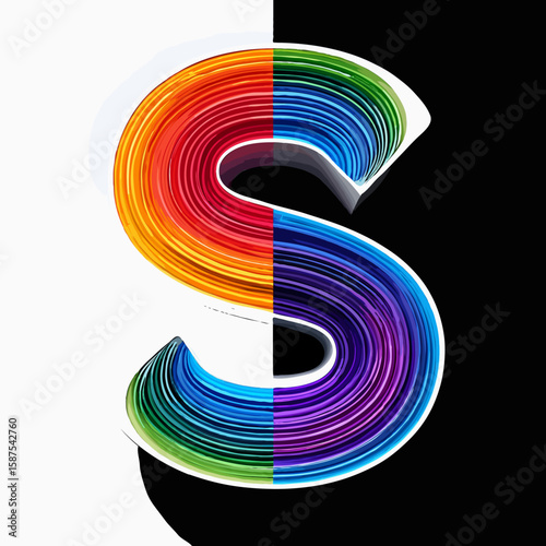 Vector art of letter s with colorful paper quilling design