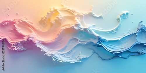 Pastel watercolor illustration on white paper textures, hand painted watercolor background. Pink blue Splash of Refreshment. Texture paper of colorful watercolor background with element for design.