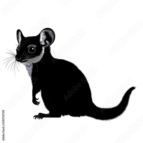 Sugar Glider black silhouette isolated on a transparent background