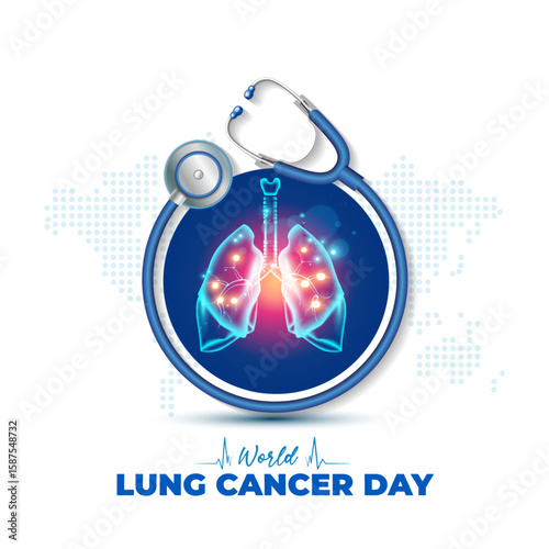 World lung cancer day. Lung medical health care concept.