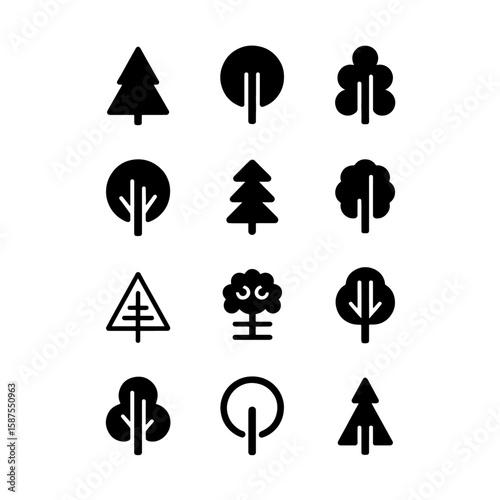 Nature Inspired Tree Icon Set: Minimalist Designs for Forest and Organic Themes