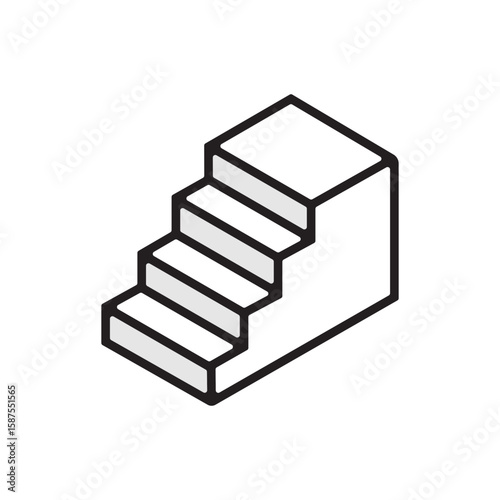Stairs isometric view linear icon line tempate