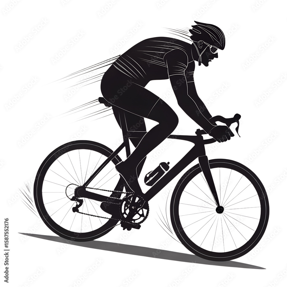 Naklejka premium Silhouette of a cyclist, Dispersing Cyclist