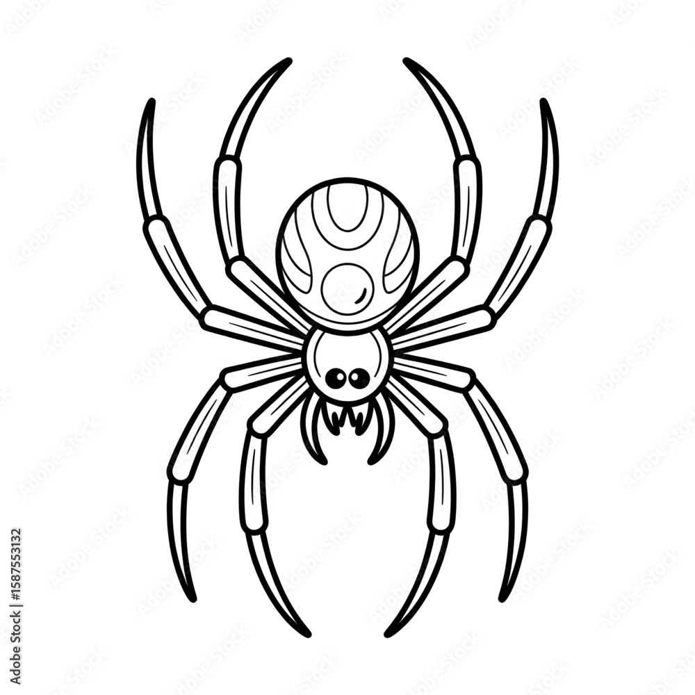 Obraz premium A black and white spider illustration line art of a coloring and