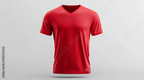 Red jersey mockup, isolated on grey background