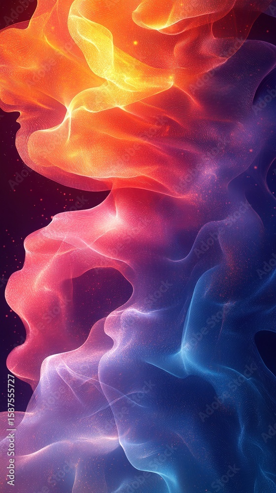 Fototapeta premium A modern social media template featuring a vibrant gradient mesh background and dynamic abstract shapes with plenty of space for text overlay.