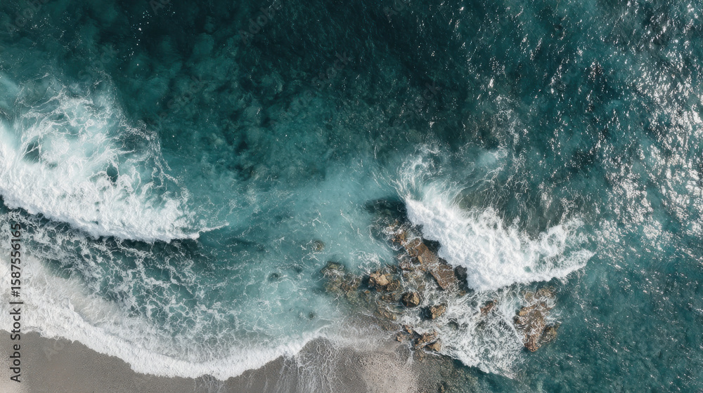 Obraz premium aerial photography mesmerizing surface of oceans and seas showcasing interplay of light