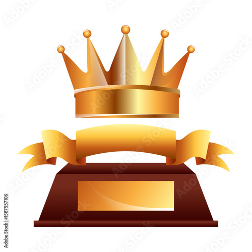 Golden Crown and Trophy: A stunning illustration of a golden crown and a trophy, exuding elegance and representing success and achievement.