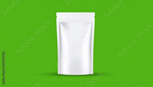White Pouch Packaging Mockup A Clean and Professional Presentation for Your Product on Green Background