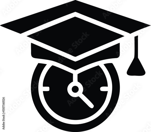 Graduation time clock education icon