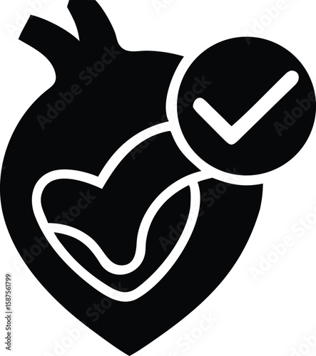 Healthy heart symbol with a check mark icon