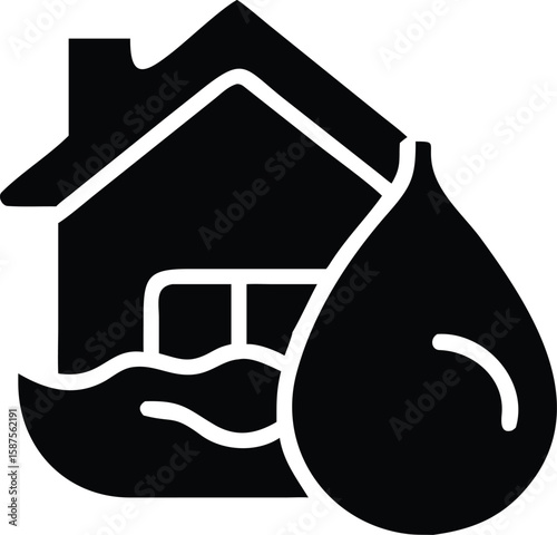 Home flood water damage icon