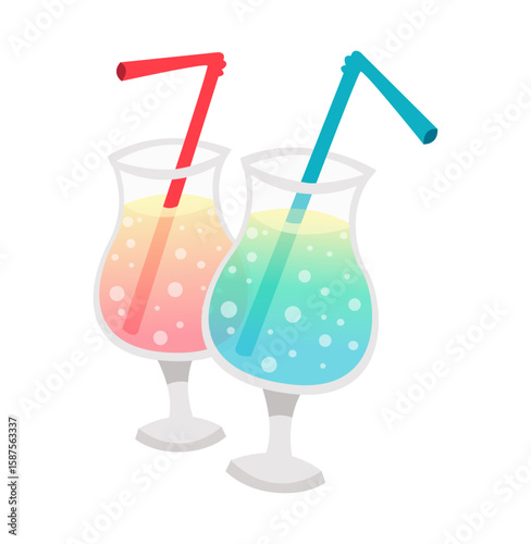 Refreshing Summer Drinks: Two vibrantly colored cocktails with straws, promising a cool and delightful respite.