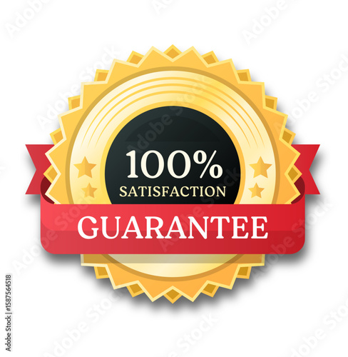 Golden Seal of Assurance: A radiant golden seal embodies the essence of unwavering commitment, proclaiming a 100% satisfaction guarantee, evoking trust and confidence.